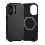 Apple iPhone 16 Leather Slimline Bumper Case (MagSafe Compatible) - Black