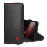 Samsung Galaxy S24+ Leather Case (with Stand Function) - Black with Red Detail