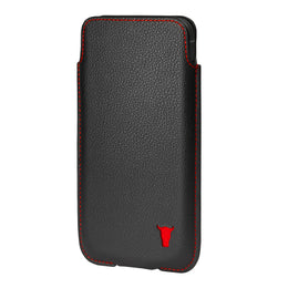 Black with Red Detail Leather Pouch Case for iPhone 6.7"