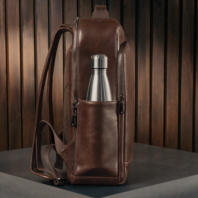 Dark Brown Leather Backpack