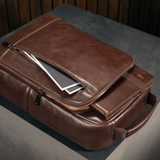 Dark Brown Leather Backpack