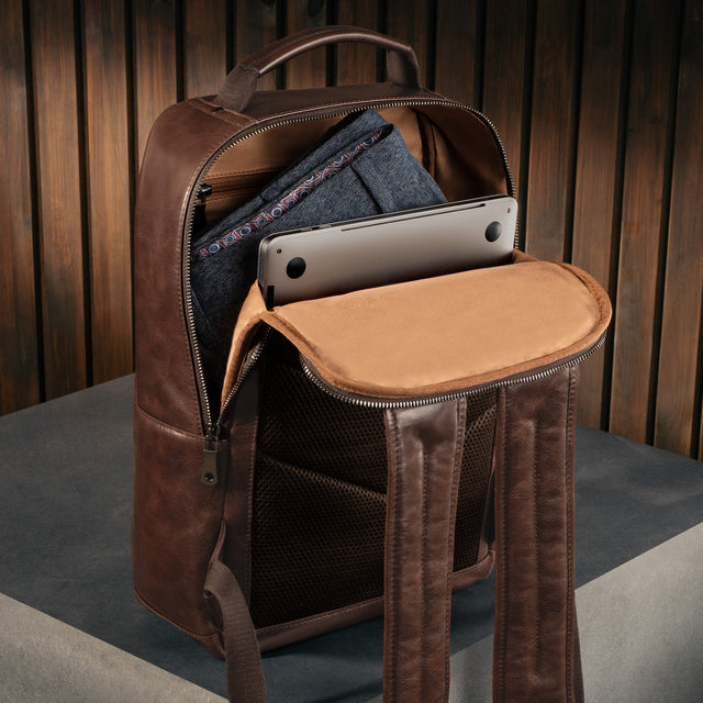 Dark Brown Leather Backpack