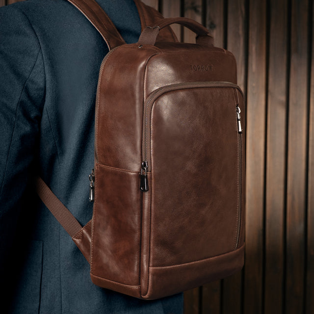 Dark Brown Leather Backpack