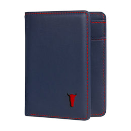 Navy Blue (with Red Stitching) Bifold Leather Wallet