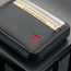 Front of the Black with Red Detail Leather Coin Purse with Card Holder with 3 card slots