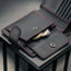 Coin pocket inside the Black with Red Detail Leather Wallet with Coin Pocket