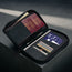 Black with Red Detail Family Travel Wallet with 4 passports, cards and travel documents