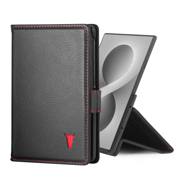 Black with Red Stitching Leather Case for Samsung Galaxy Z Fold8