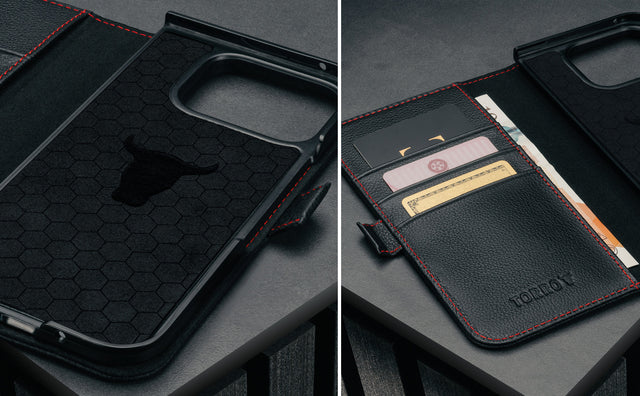 Google Pixel 10 Pro Fold Leather Wallet Case Feature Focus