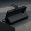 Stand feature of the Black with Red Detail Leather Wallet Case for Google Pixel 9