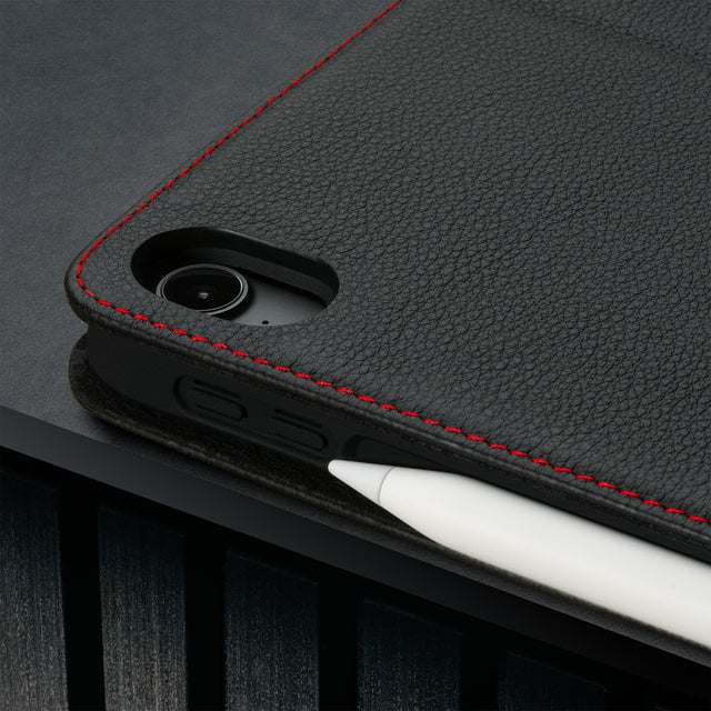 Black with Red Detail Leather Case for iPad Air 11