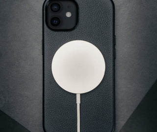 MagSafe charger attached to the Slimline Bumper Case for iPhone 12 / 12 Pro