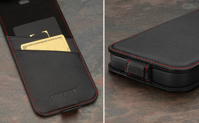 Apple iPhone 15 Pro Leather Flip Case (MagSafe Charging) Feature Focus