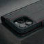 Camera cutout on the Black Leather with Red Detail Leather Case for iPhone 16 Pro Max