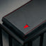 Black with Red Stitching Leather Flip Case for iPhone 17