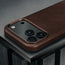 Camera cutout on the Slimline Dark Brown Leather Bumper Case for iPhone 17 Pro