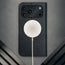 MagSafe charger attached to the Black Leather Case for iPhone 17 Pro Max