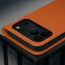 Camera cutout on the Orange Leather Case for iPhone 17 Pro Max