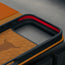Microfibre lined frame of the Orange Leather Case for iPhone 17 Pro Max