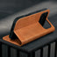 Stand function of the Tan Leather Case for iPhone 17 Pro Max