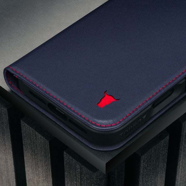 Navy Blue Leather Case for iPhone 17 Pro