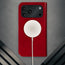 MagSafe charger attached to the Red Leather Case for iPhone 17 Pro