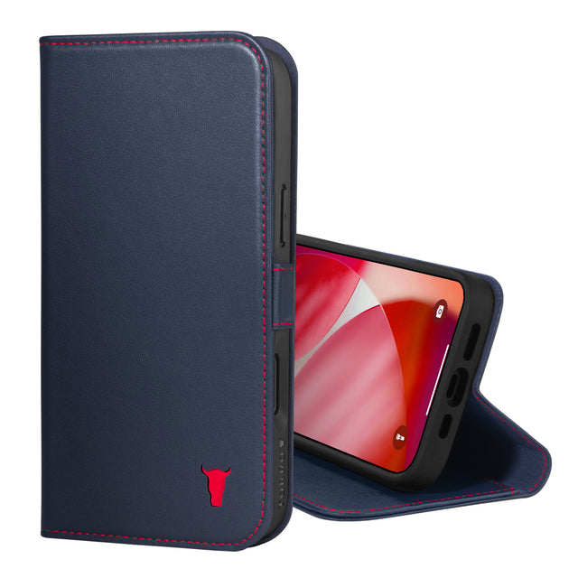 Navy Blue Leather Case for iPhone 17
