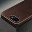 Camera cutout on the Dark Brown Slimline Leather Bumper Case for iPhone SE4 (2025)