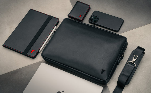 Slim Leather Laptop Bag Feature Focus
