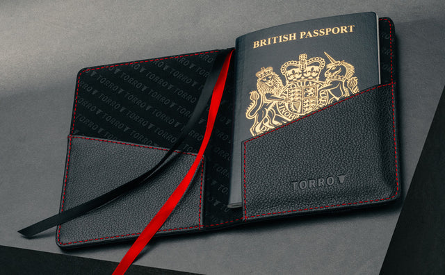 Leather Passport Holder & Travel Document Cover Feature Focus