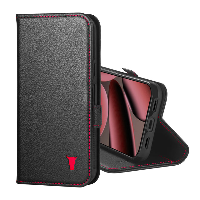 Black with Red Stitching Leather Case for the Google Pixel 11 Pro