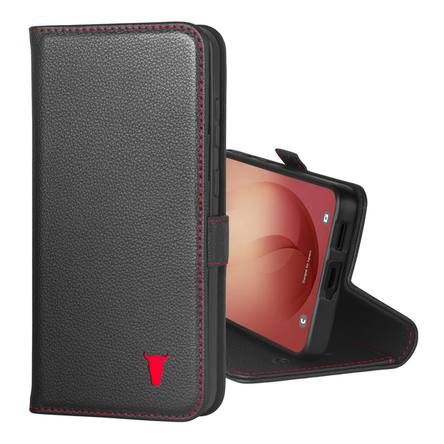 Black with Red Detail Leather Case for Galaxy A57