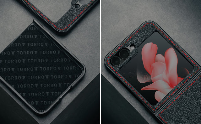 Samsung Galaxy Z Flip6 & Z Flip7 FE Leather Case Feature Focus