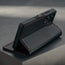 Stand function of the Black with Red Detail Leather Case for Galaxy S25 Ultra