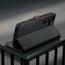 Stand feature of the Black with Red Detail Leather Stand Case for Galaxy S26