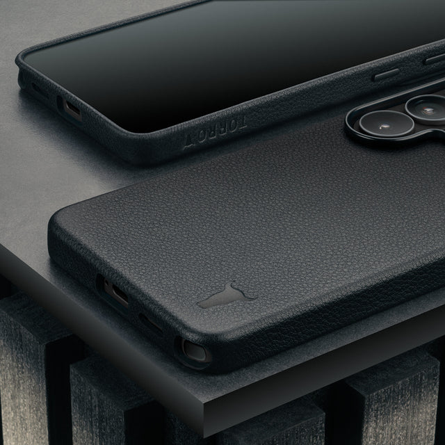 Black Leather Bumper Case for Galaxy S26 Ultra