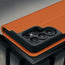 Camera cutout. onthe Orange Leather Stand Case for Galaxy S26 Ultra
