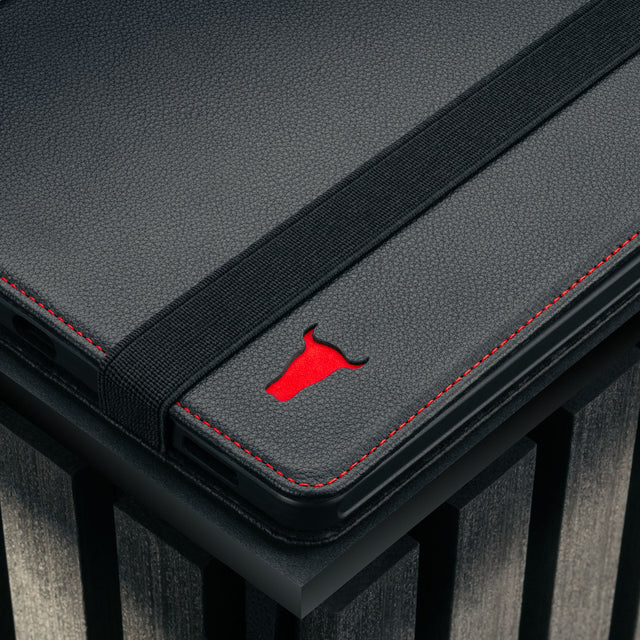 Black with Red Detail Leather Case for Galaxy Tab S11
