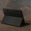 Integrated stand function of the Black with Red Detail Leather Case for Samsung Galaxy Tab S9