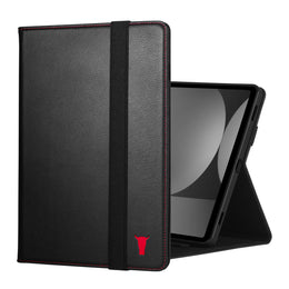 Black with Red Detail Leather Case for Samsung Galaxy Tab S9+
