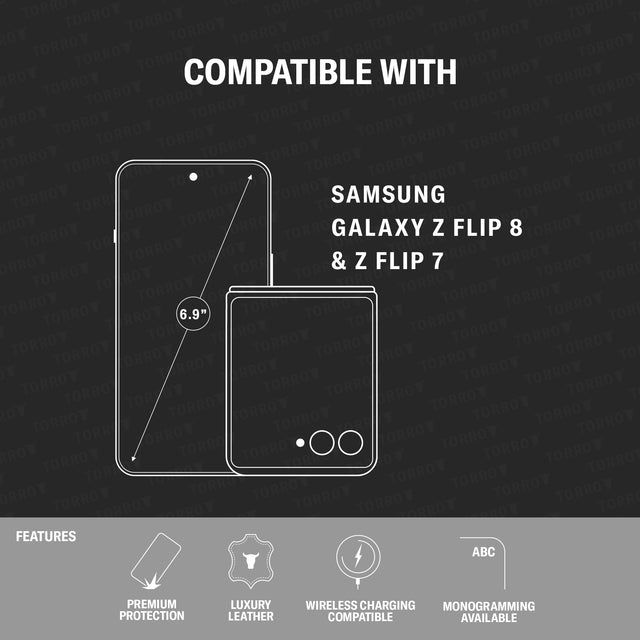 Compatibility and features over of the Leather Case for Galaxy Z Flip8