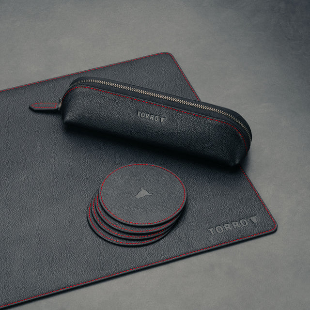 Small Leather Home Office Bundle (Desk Mat, Pencil Case & Coasters)