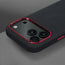 Metallic camera lip on the Black with Red Detail Woven Fabric Bumper Case for iPhone 17 Pro Max