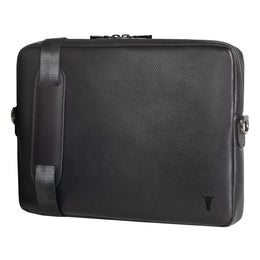 Black Leather Messenger Bag suitable for Laptop / iPad / Tablet