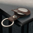Close up of the press stud clasp on the Dark Brown Leather Apple AirTag Holder Keyring