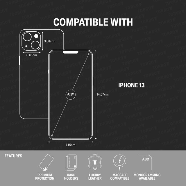 Model compatibility and features of the Leather Flip Case for iPhone 13