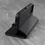 Integrated stand function of the Black Leather Phone Case for iPhone 13 Pro